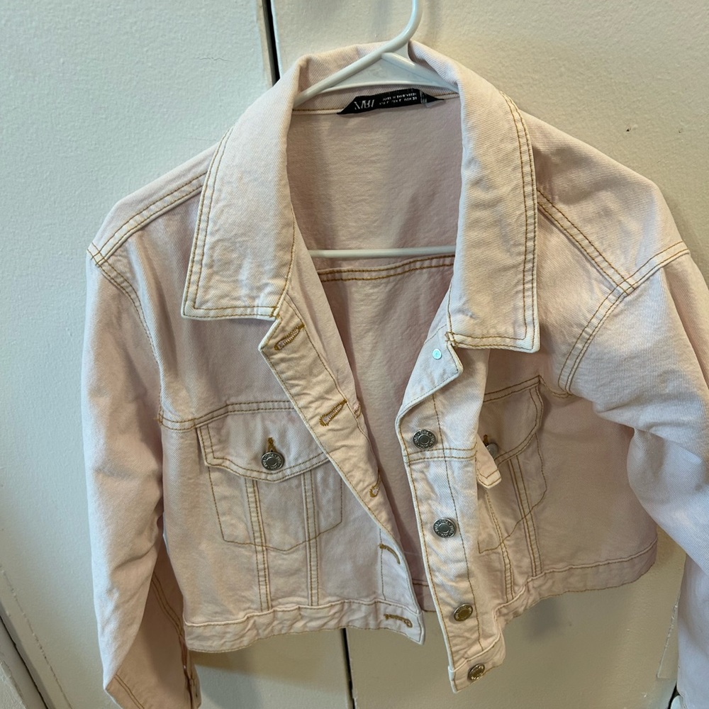 Pink denim jacket